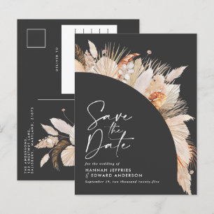 Postal De Anuncios Hierba de pampas botánica negra moderna elegante