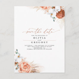 Postal De Anuncios Hierba de Pampas Floral Terracota Save the Date