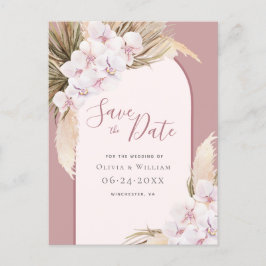 Postal De Anuncios Hierba de Pampas Moderna Floral Tropical Rosa Polv