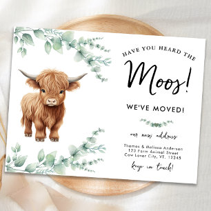 Postal De Anuncios Highland Cow Greenery Farm Nueva dirección Movimie