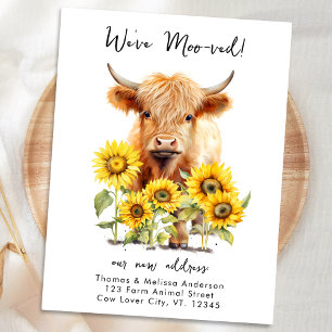 Postal De Anuncios Highland Cow Sunflowers Farm Nueva dirección en mo