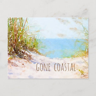 Postal De Anuncios Hogar Costero Perdido Camino de Playa Acuarela