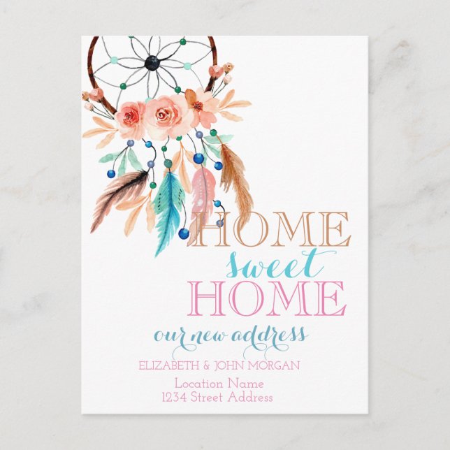 Postal De Anuncios Hogar Dulce Hogar,Atrapador de Sueños,Nueva Direcc (Anverso)