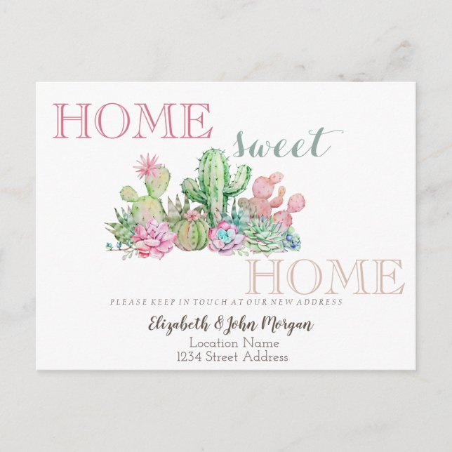 Postal De Anuncios Hogar Dulce Hogar,Cactus Suculenta (Anverso)