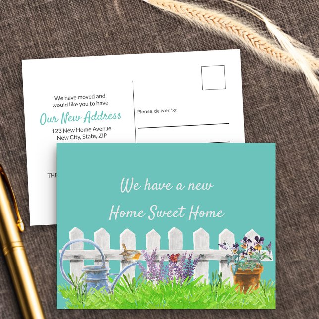 Postal De Anuncios Hogar Dulce Hogar Cerca Blanca Nueva Dirección (New Address postcard announcing your new home sweet home)