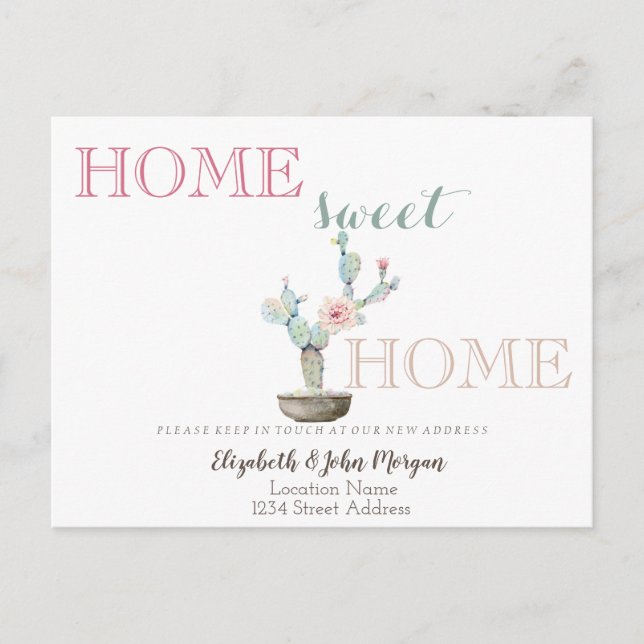 Postal De Anuncios Hogar Dulce Hogar,Flor de Cactus  (Anverso)