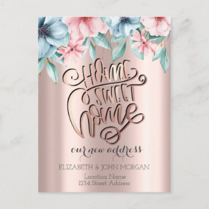 Postal De Anuncios Hogar dulce hogar, flores dirección nueva