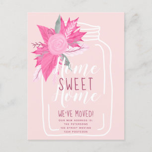 Postal De Anuncios hogar dulce hogar frasco de albañil floral rosa mu