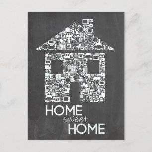 Postal De Anuncios Hogar Dulce Hogar Nueva Dirección Pizarra de Tiza