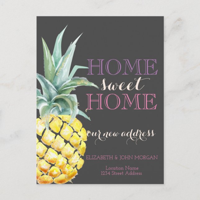 Postal De Anuncios Hogar Dulce Hogar, Piña Gris Nueva Dirección (Anverso)