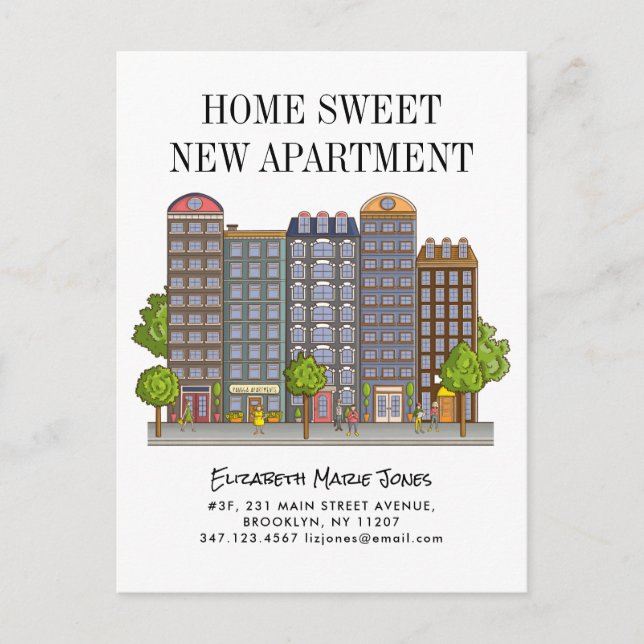 Postal De Anuncios Hogar Dulce Nuevo Apartamento Me Mudé a la Ciudad  (Anverso)