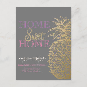 Postal De Anuncios Hogar Sweet Home,Gold Pineapple Nueva dirección