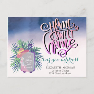 Postal De Anuncios Hogar Sweet Home,Maleta Palm Leaf Nueva Dirección