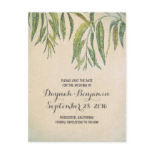 Hoja de goma rústica vintage salva la fecha