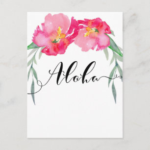 Postal De Anuncios Hoja floral tropical rosa Aloha Save the Date