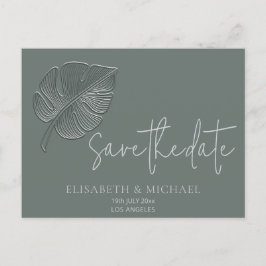 Postal De Anuncios Hoja tropical simple y suave realzada