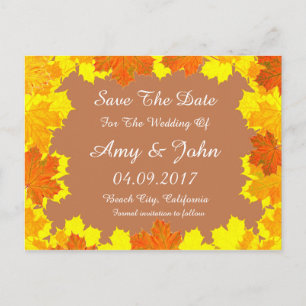 Postal De Anuncios Hojas de otoño boda guardar la fecha otoño1