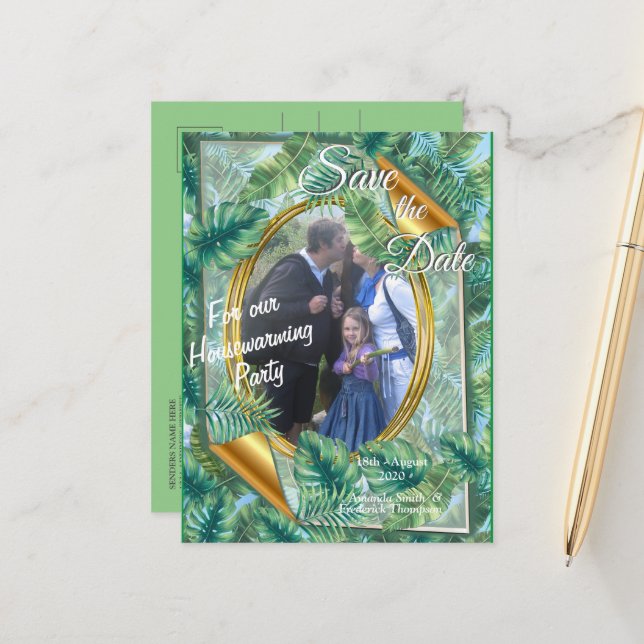 Postal De Anuncios Hojas tropicales de plantas verdes (Anverso/Reverso In Situ)