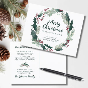 Postal De Anuncios Holly Wreath Merry Christmas from New Home