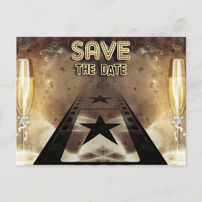 Postal De Anuncios Hollywood Bling Save The Date Post Card (Anverso)