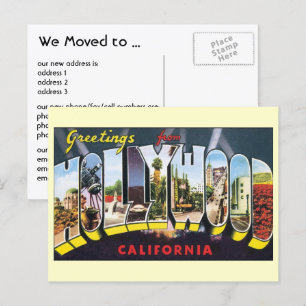 Postal De Anuncios Hollywood Vintage, California, Cambio de Dirección
