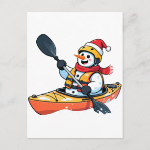 Postal De Anuncios Hombre de nieve en kayak Navidad 2026 Fiesta depor