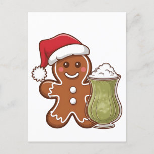 Postal De Anuncios Hombre de pan de jengibre sosteniendo bebida de ma