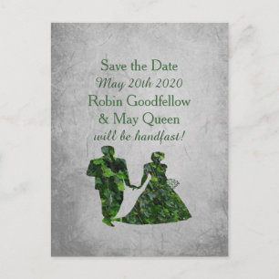 Postal De Anuncios Hombre Verde y Dama con Hiedra Save the Date de Co