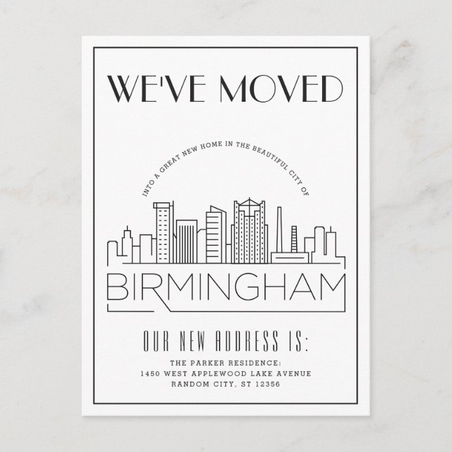 Postal De Anuncios Horizonte de Birmingham Moderno Deco Cambio de Dir (Anverso)