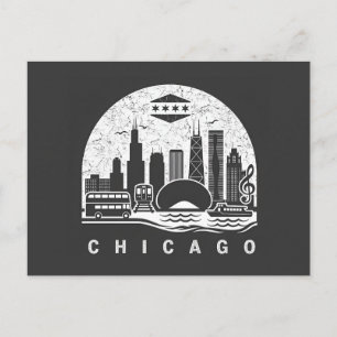 Postal De Anuncios Horizonte de Chicago Antiguo