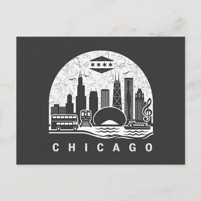Postal De Anuncios Horizonte de Chicago Antiguo (Anverso)