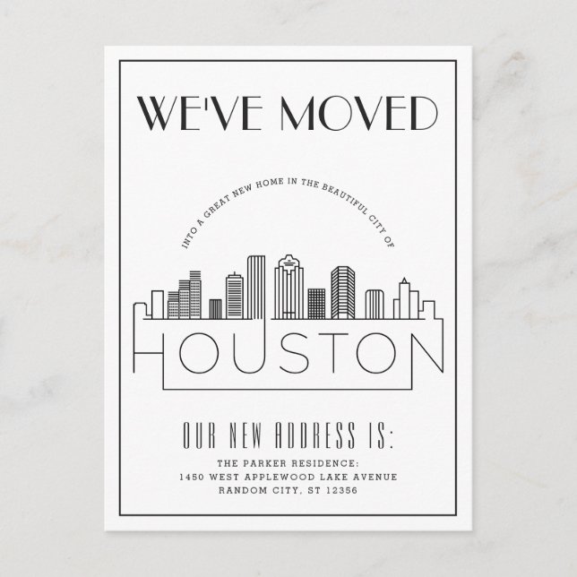 Postal De Anuncios Horizonte de Houston Moderno Deco Cambio de Direcc (Anverso)