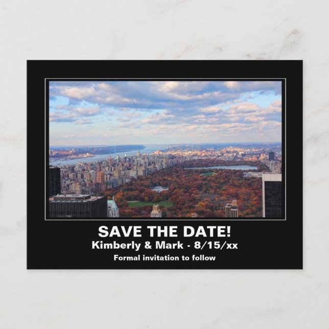 Postal De Anuncios Horizonte de la ciudad de Nueva York Central Park  (Anverso)