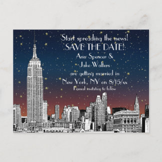 Postal De Anuncios Horizonte de NYC 01 Atardecer Etched Estrellado Sa