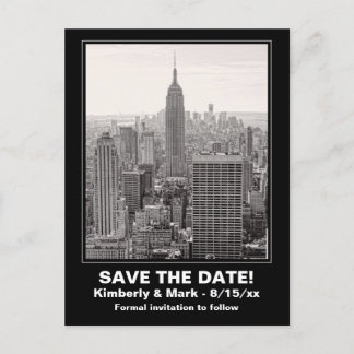 Postal De Anuncios Horizonte de NYC ESB BW 1 Guardar la fecha