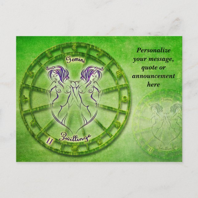 Postal De Anuncios Horóscopo de Géminis Astrología Mensaje Personaliz (Anverso)