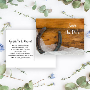 Postal De Anuncios Horseshoe and Veil Western Wedding Save the Date