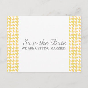 Postal De Anuncios Houndstoth Save the Date Postcard, amarillo