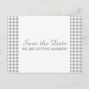 Postal De Anuncios Houndstoth Save the Date Postcard, gris
