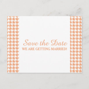 Postal De Anuncios Houndstoth Save the Date Postcard, Naranja