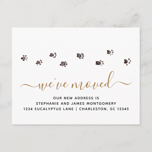 Postal De Anuncios Huellas de patas adorables en negro y dorado al mu (Anverso)