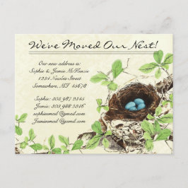 Postal De Anuncios Huevos de Nido de Damasco Antiguo Nos Hemos Mudado