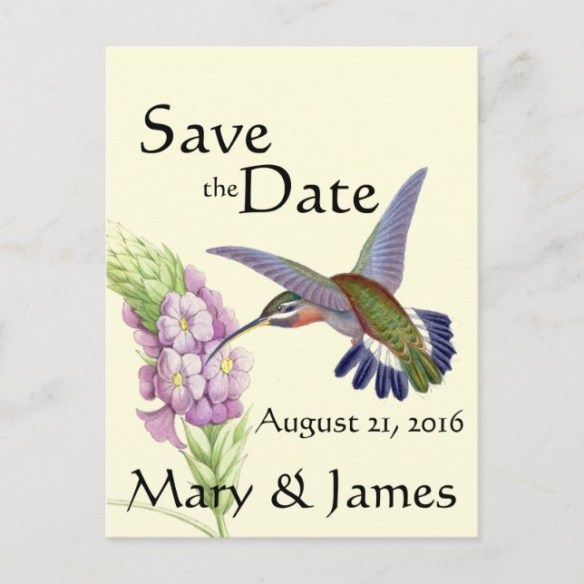 Postal De Anuncios Hummingbird Flor Flor salvando la fecha (Anverso)