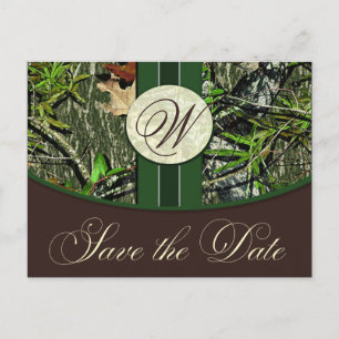 Postal De Anuncios Hunter Green Monogram Camo Wedding Save the Fates