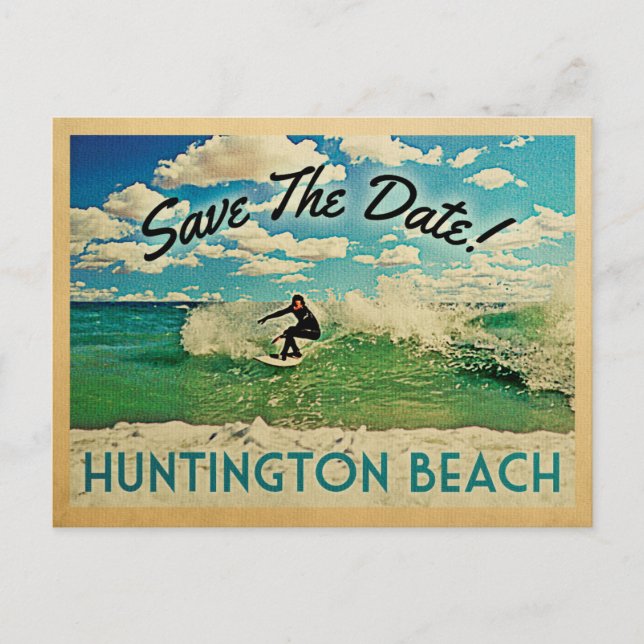 Postal De Anuncios Huntington Beach Save The Date California Surf (Anverso)