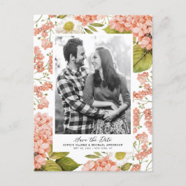 Postal De Anuncios Hydrangeas Acuarela Rústica de Melocotón Invitació