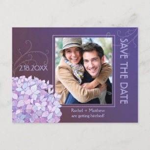 Postal De Anuncios Hydrangeas Indigo Boda Foto Guardar la fecha