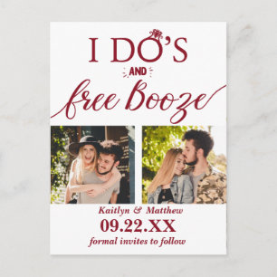 Postal De Anuncios I Do's & Free Booze Boda Moderna Guardar la Fecha