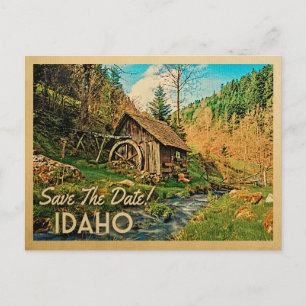 Postal De Anuncios Idaho Guarde la Fecha Cabaña Rústica Mill Woods