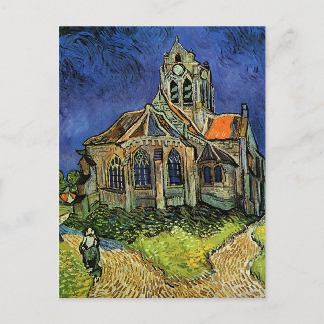Postal De Anuncios Iglesia en Auvers de Vincent van Gogh Boda (Anverso)